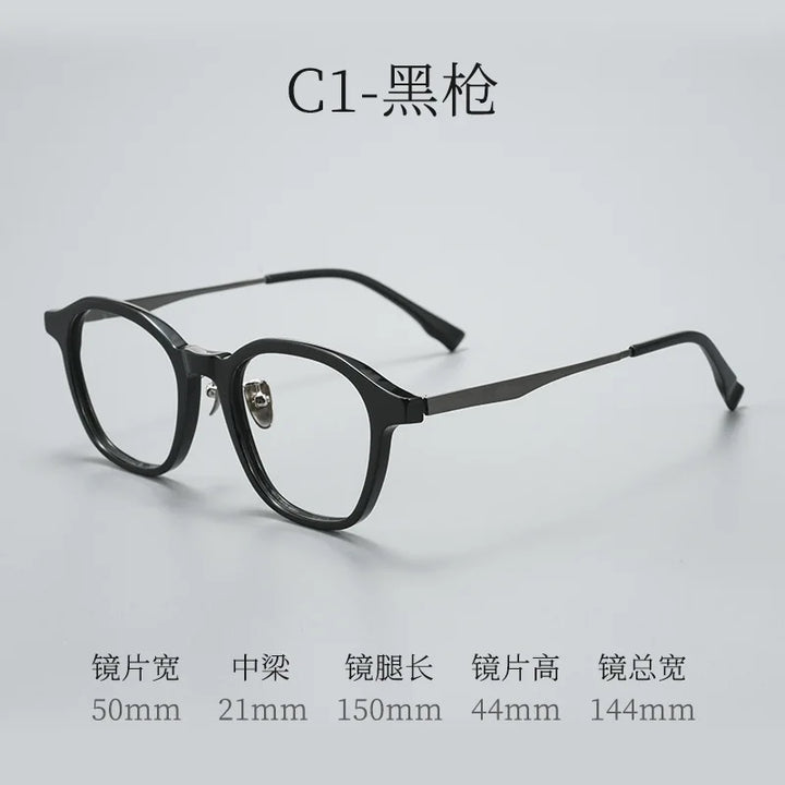 Bclear Unisex Full Rim Round Square Acetate Titanium Eyeglasses 633576