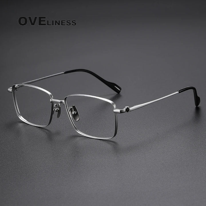 Oveliness Unisex Full Rim Rectangle Titanium Eyeglasses 81014 Full Rim Oveliness silver  