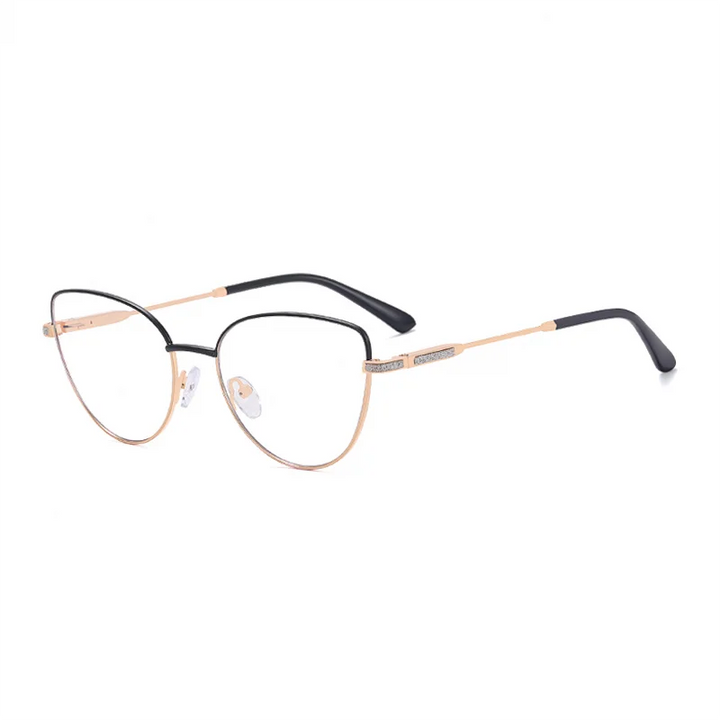 Ralferty Women's Full Rim Square Cat Eye Alloy Eyeglasses R82149 Full Rim Ralferty C1 Black CHINA 