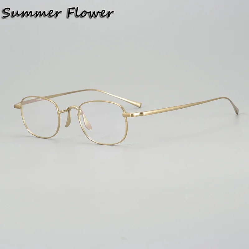 Summer Flower Women's Full Rim Oval Square Titanium Eyeglasses 842165 Full Rim Summer Flower Gold