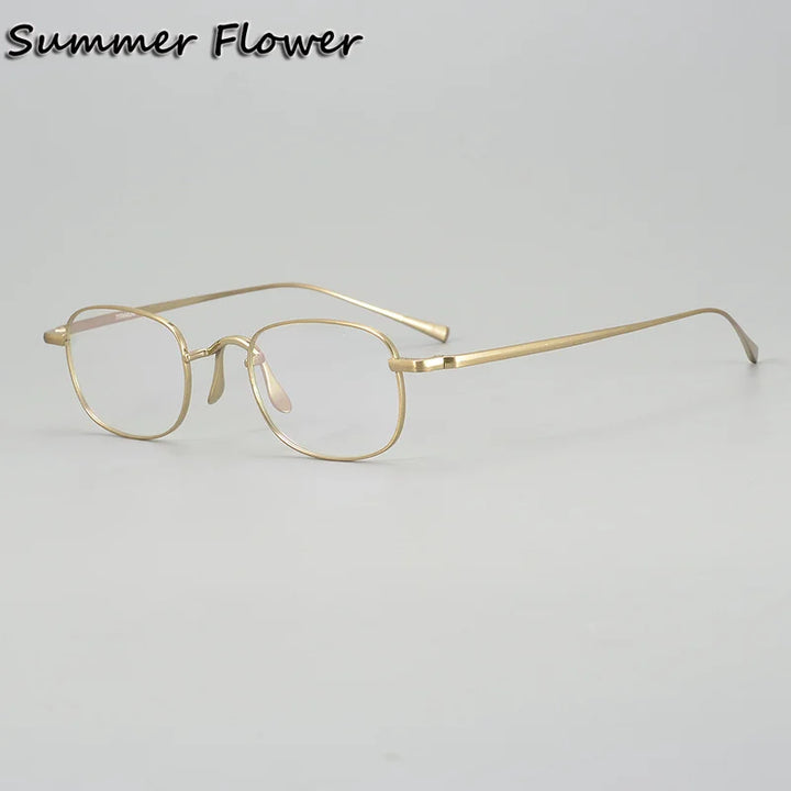 Summer Flower Women's Full Rim Oval Square Titanium Eyeglasses 842165 Full Rim Summer Flower Gold