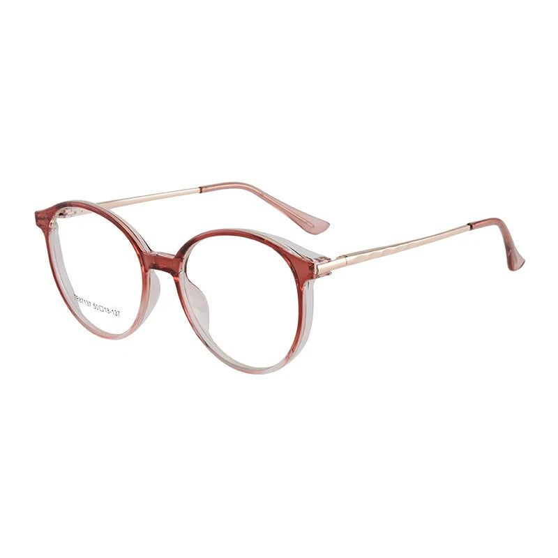 KatKani Unisex Full Rim Round Tr 90 Alloy Eyeglasses 7137 Full Rim KatKani Eyeglasses Red  