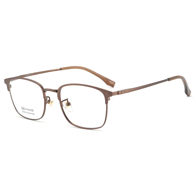 Bclear Unisex Full Rim Square Titanium Eyeglasses 36114 Full Rim Bclear Brown  