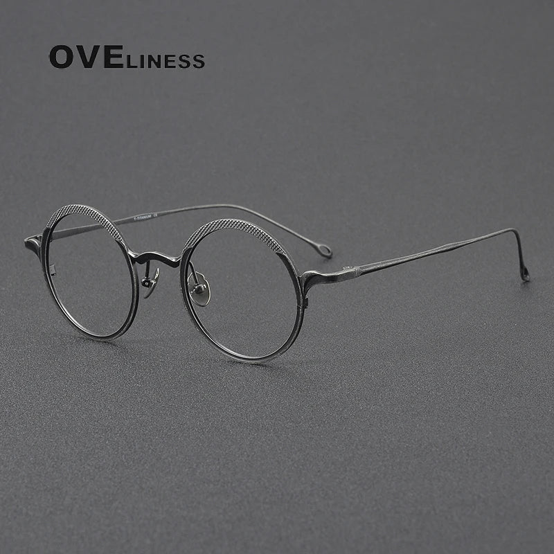 Oveliness Unisex Full Rim Round Titanium Eyeglasses 41099 Full Rim Oveliness gun