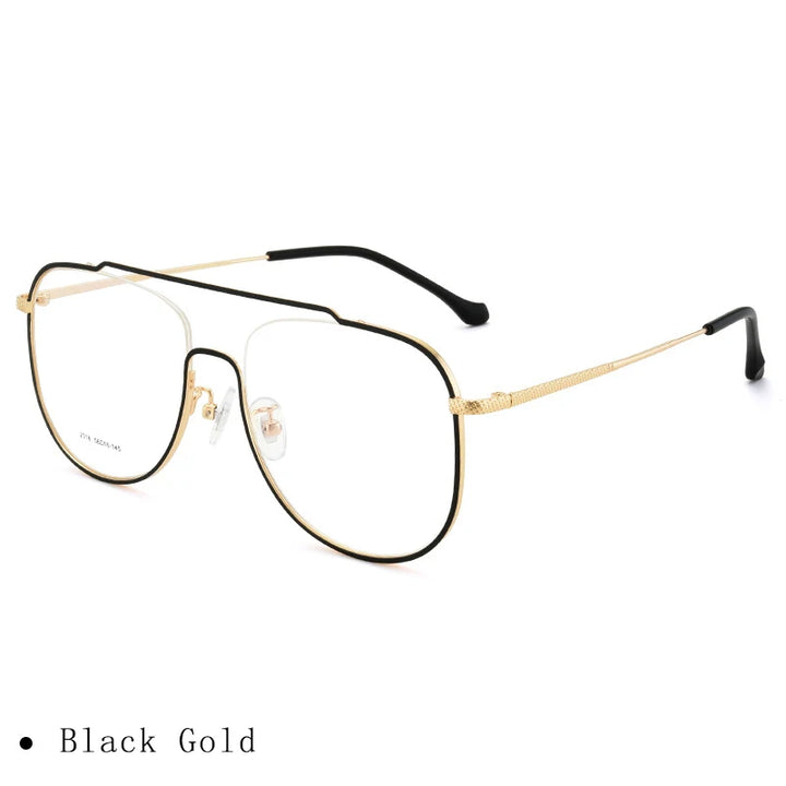 Hdcrafter Unisex Full Rim Square Alloy Eyeglasses 2318 Full Rim Hdcrafter Eyeglasses Black-Gold  