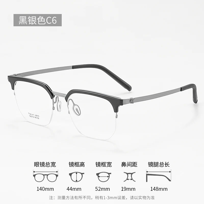 Reven Jate Unisex Full Rim Square Acetate Titanium Eyeglasses 2610