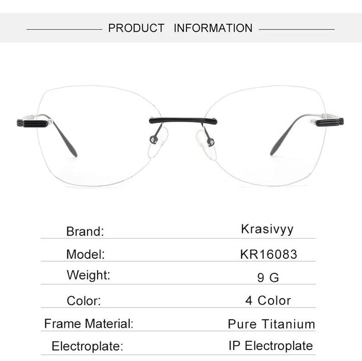 Krasivyy Women's Rimless Butterfly Titanium Eyeglasses Kr16083 Rimless Krasivyy   