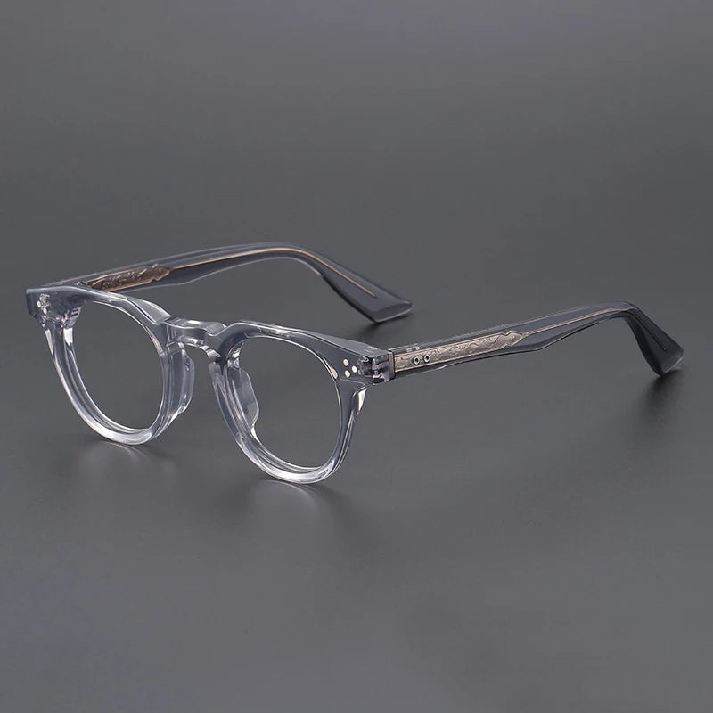 Black Mask Unisex Full Rim Round Brow Line Acetate Eyeglasses 655008