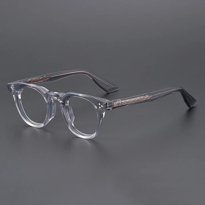 Black Mask Unisex Full Rim Round Brow Line Acetate Eyeglasses 655008
