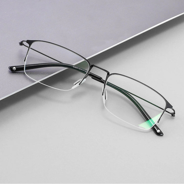 Blackmask Unisex Semi Rim Square Titanium Eyeglasses BM-X8203