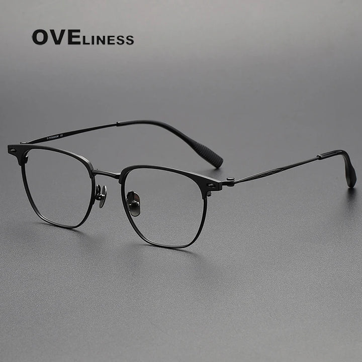 Oveliness Unisex Full Rim Square Titanium Acetate Eyeglasses O70813 Full Rim Oveliness black  