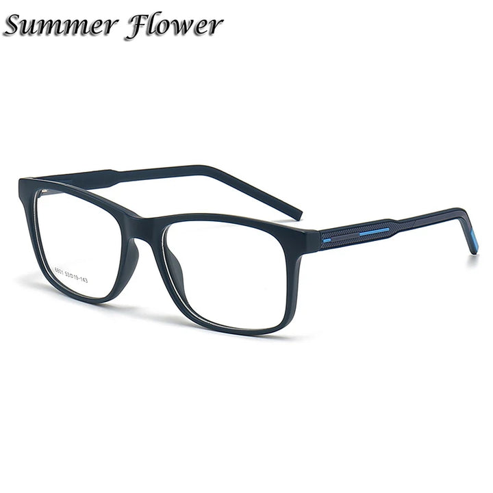 Summer Flower Men's Full Rim Square Tr 90 Titanium Eyeglasses 68014