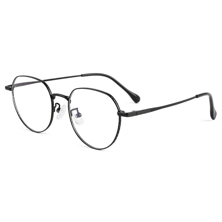 Handoer Women's Full Rim Flat Top Round Titanium Eyeglasses 5056 Full Rim Handoer black  