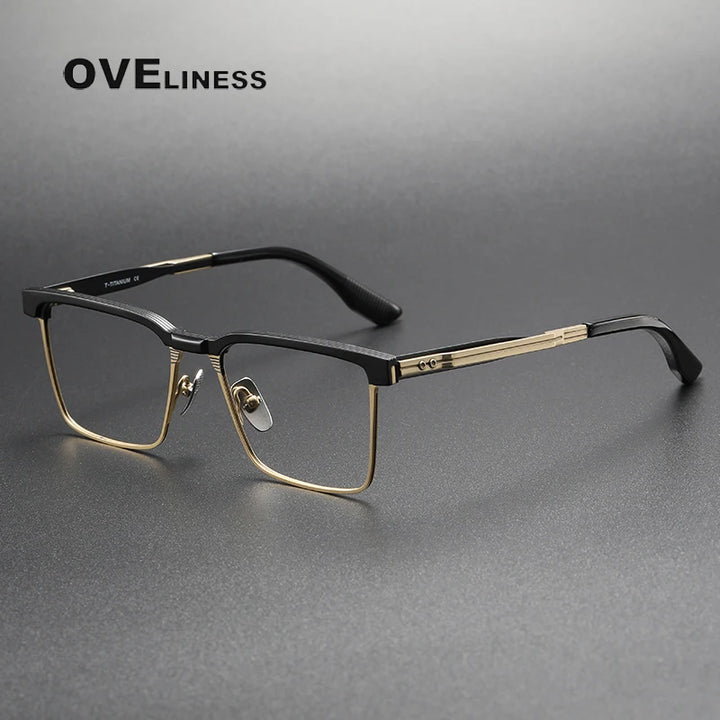 Oveliness Unisex Full Rim Square Acetate Titanium Eyeglasses 369137