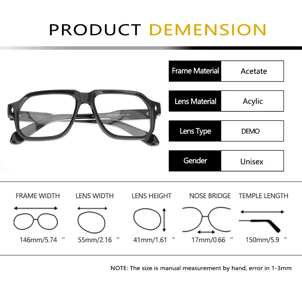 Esnbie 250980 Men's Full Rim Square Brow Line Acetate Frames Esnbie