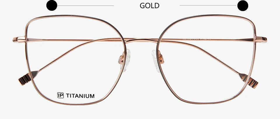 Esnbie Unisex Full Rim Square Cat Eye Titanium Eyeglasses 22024 Full Rim Esnbie GOLD  