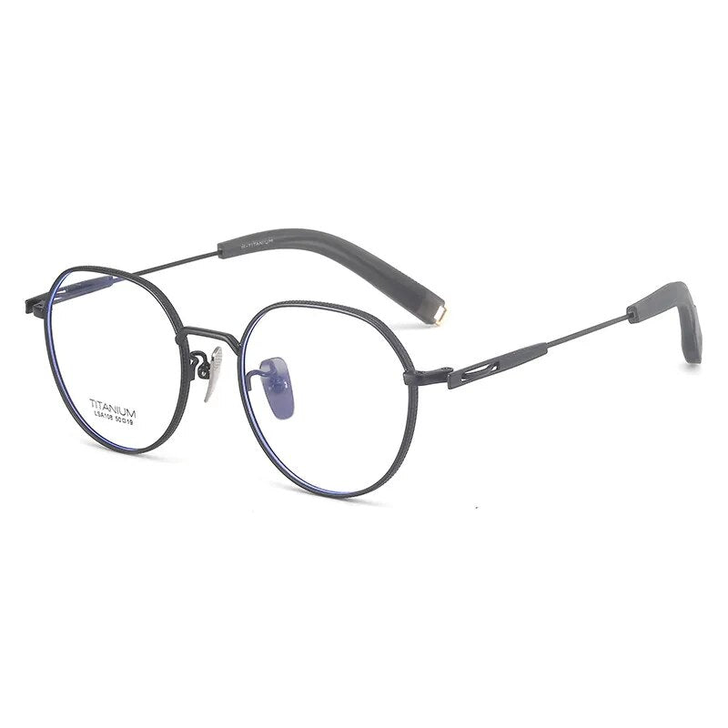 Hdcrafter Unisex Full Rim Round Titanium Eyeglasses Lsa0181 Full Rim Hdcrafter Eyeglasses Black  