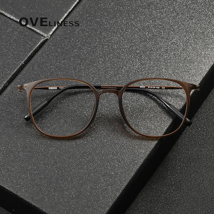 Oveliness Unisex Full Rim Oval Square Acetate Titanium Eyeglasses 8663 Full Rim Oveliness   