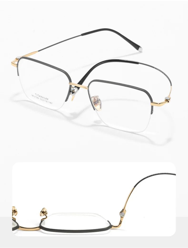 Gmei Optical MU109 men's square titanium prescription eyeglasses — view 7