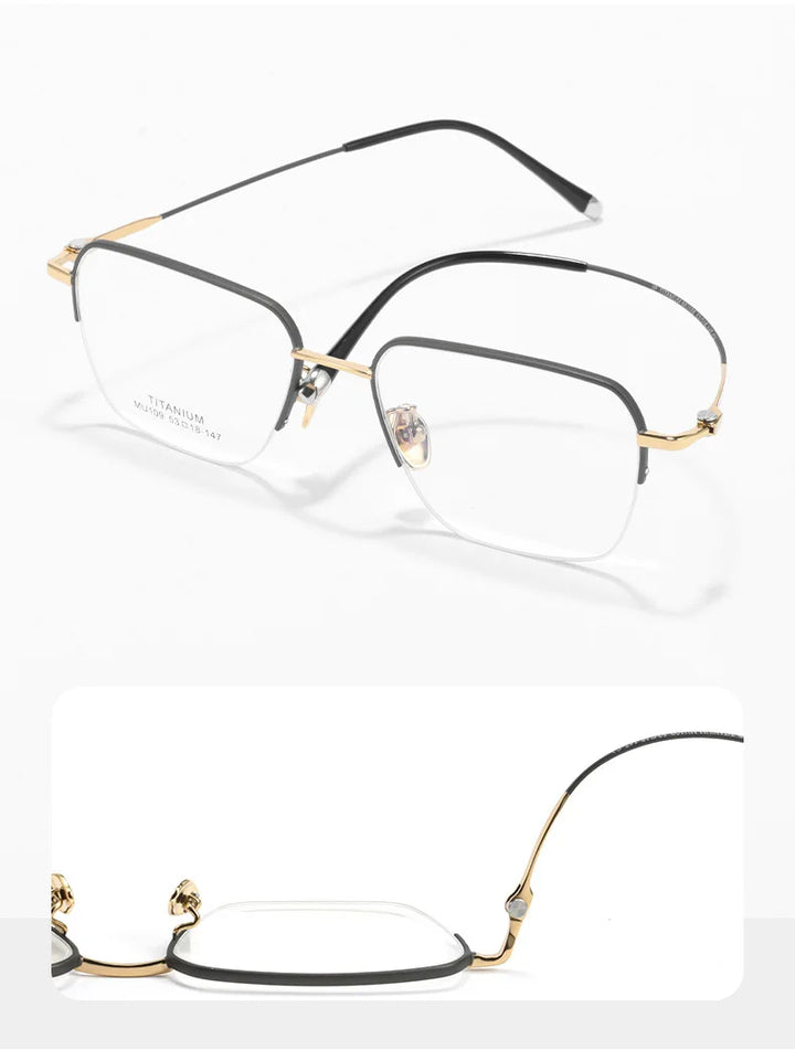 Gmei Optical MU109 men's square titanium prescription eyeglasses — view 7