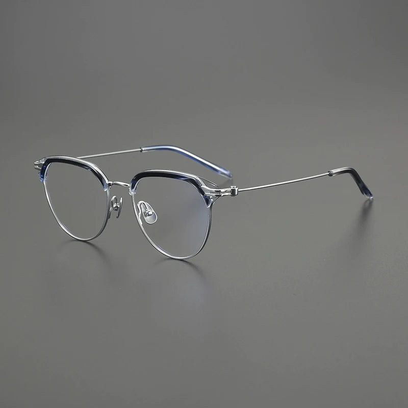 Gatenac Unisex Full Rim Square Acetate Titanium Eyeglasses G2410
