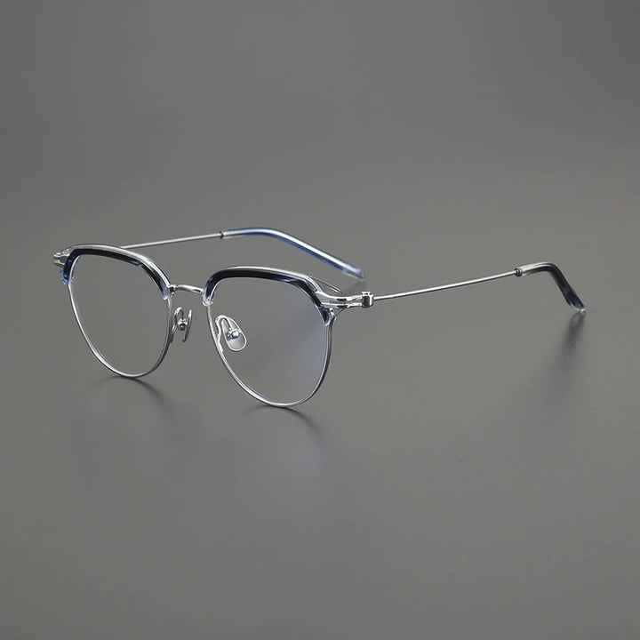 Gatenac Unisex Full Rim Square Acetate Titanium Eyeglasses G2410