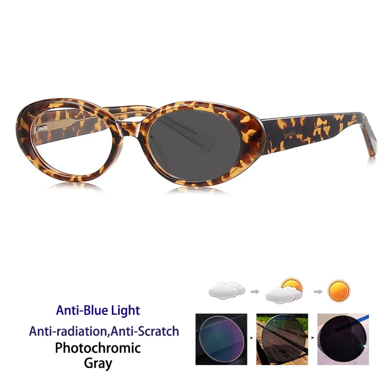 Kocolior Women's Full Rim Oval Acetate Photochromic Reading Glasses 629033