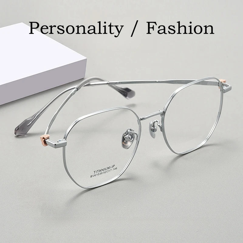 Yimaruili Unisex Full Rim Polygon Titanium Alloy Eyeglasses Y61039 Full Rim Yimaruili Eyeglasses   