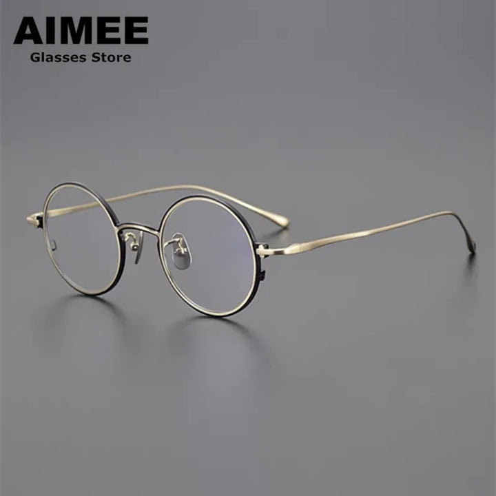 Aimee Unisex Full Rim Small Round Titanium Eyeglasses 4323 Full Rim Aimee   