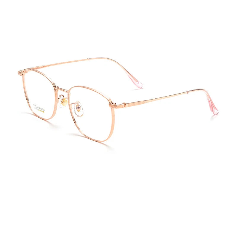 Gmei Women's Full Rim Square Titanium Eyeglasses 5013 Full Rim Gmei Optical Rose Golden  