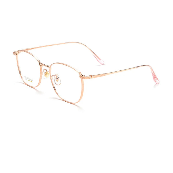 Gmei Women's Full Rim Square Titanium Eyeglasses 5013 Full Rim Gmei Optical Rose Golden  