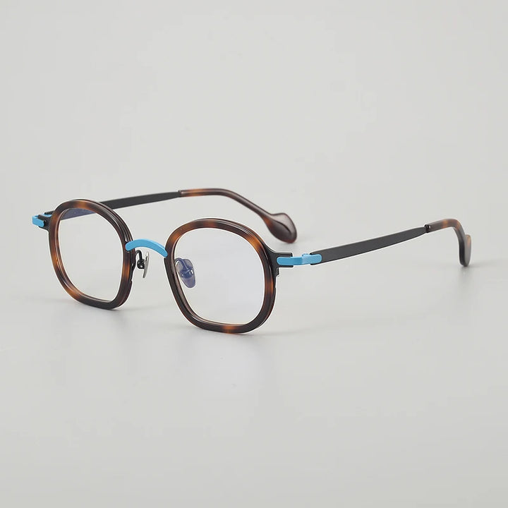 Muzz Unisex Full Rim Oval Square Acetate Titanium Eyeglasses 54003
