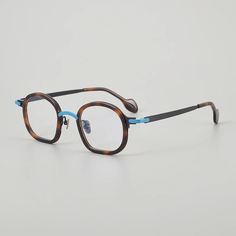 Muzz Unisex Full Rim Oval Square Acetate Titanium Eyeglasses 817003