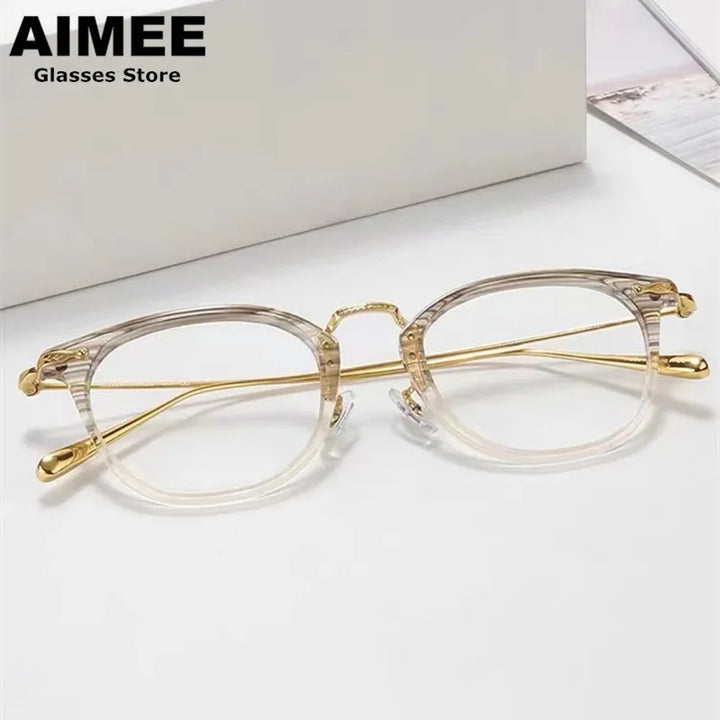 Aimee Unisex Full Rim Square Titanium Acetate Eyeglasses 5037 Full Rim Aimee   