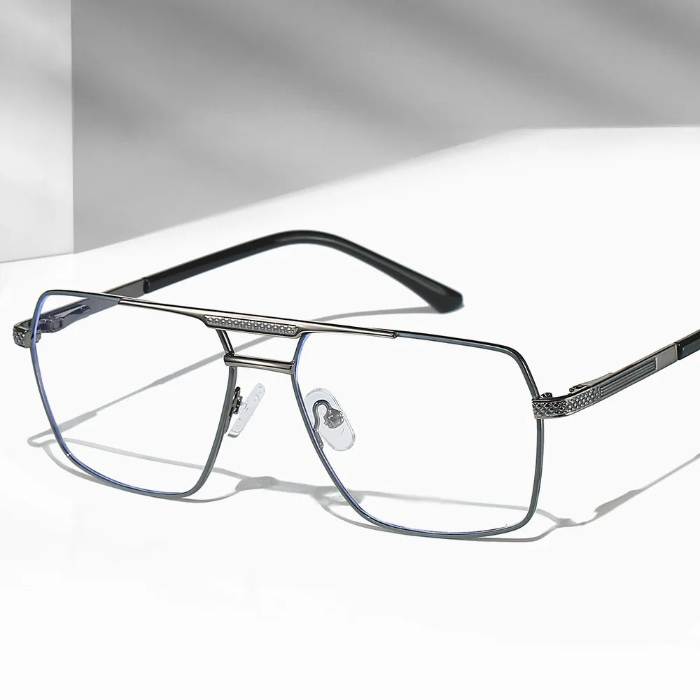 Hdcrafter Men's Full Rim Square Double Bridge Titanium Eyeglasses 6929 Full Rim Hdcrafter Eyeglasses   