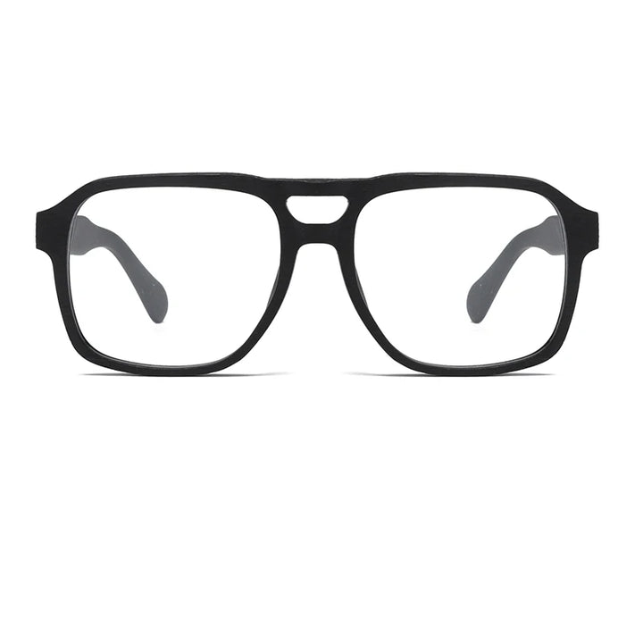 Hdcrafter Unisex Full Rim Square Double Bridge Wood Eyeglasses 8187 Full Rim Hdcrafter Eyeglasses   