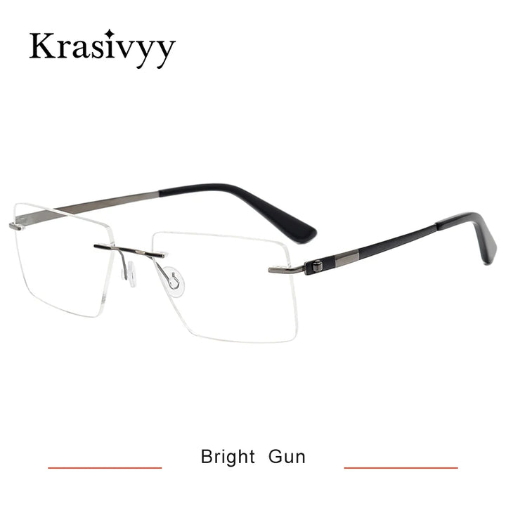 Krasivyy Unisex Rimless Square Screwless Titanium Eyeglasses 95015 Rimless Krasivyy Bright Gun