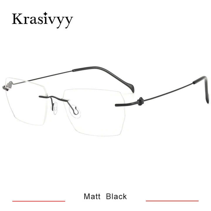 Krasivyy Women's Rimless Square Screwless Titanium Eyeglasses 5448 Rimless Krasivyy Matt Black  