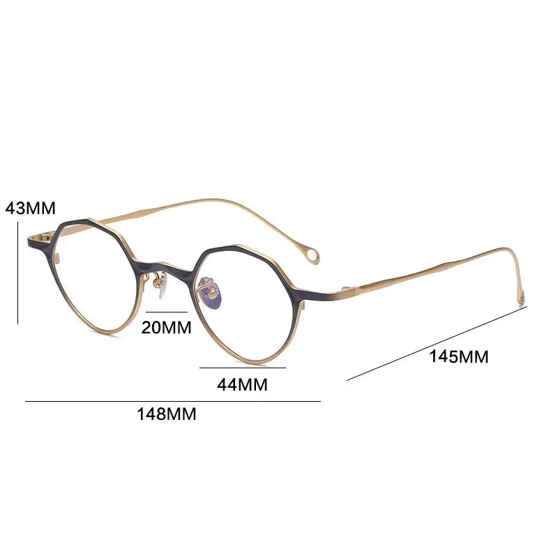 Gatenac Unisex Full Rim Irregular Round Titanium Eyeglasses 675973 FuzWeb