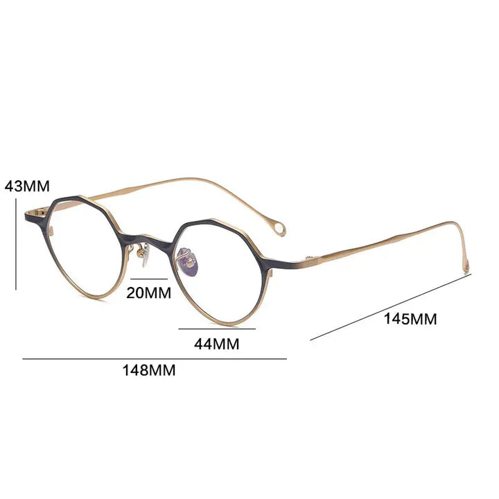 Gatenac Unisex Full Rim Irregular Round Titanium Eyeglasses 675973 FuzWeb