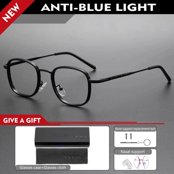 Vicky Unisex Full Rim Square Acetate Titanium Reading Glasses 10144