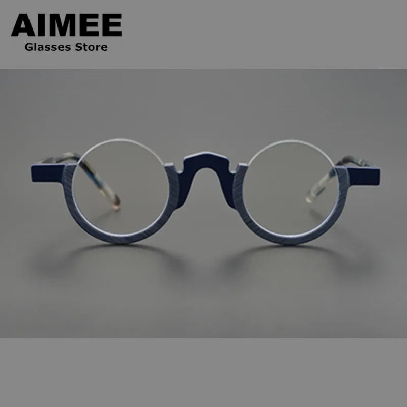 Aimee Unisex Semi Rim Round Acetate Eyeglasses 4330 Semi Rim Aimee   