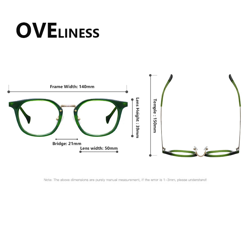 Oveliness Unisex Full Rim Round Acetate Titanium Eyeglasses 936019