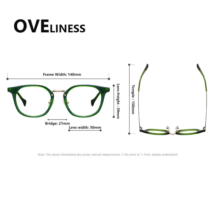 Oveliness Unisex Full Rim Round Acetate Titanium Eyeglasses 936019