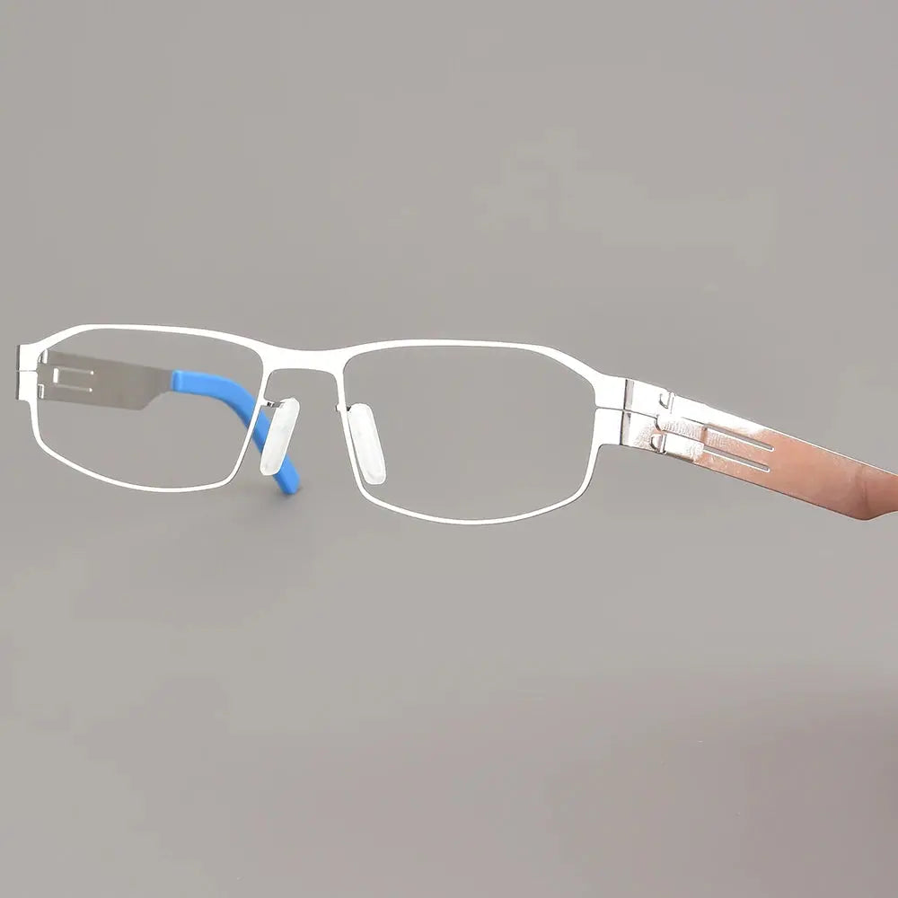 Bobbie 543018 Unisex 138mm Full Rim Square Stainless Steel Frames FuzWeb