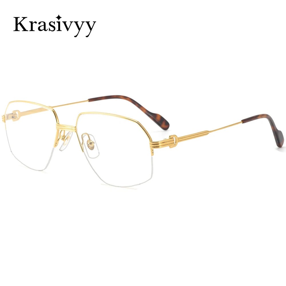 Krasivyy  Women's Semi Rim Oval Square Titanium Eyeglasses 320850