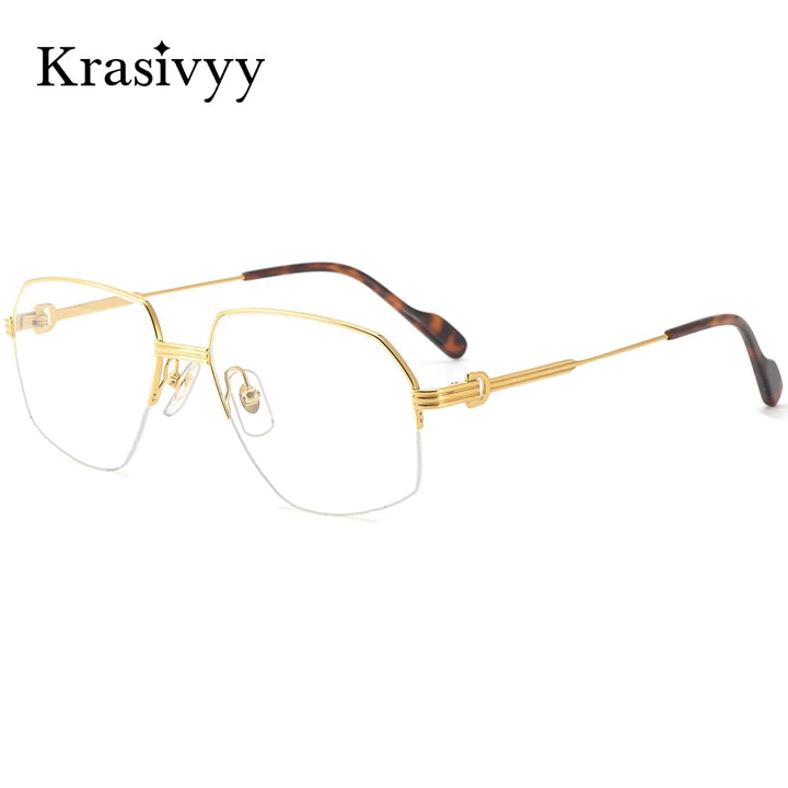 Krasivyy  Women's Semi Rim Oval Square Titanium Eyeglasses 320850