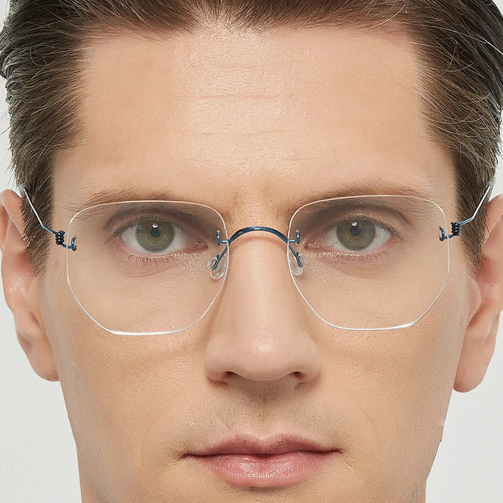 Bobbie Women's Rimless Polygon Square Titanium Eyeglasses 358693