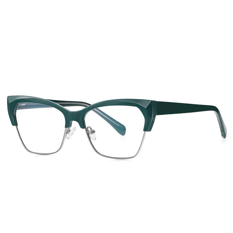 CCspace Unisex Full Rim Square Cat Eye Tr 90 Titanium Eyeglasses 57454 Full Rim CCSpace Green  