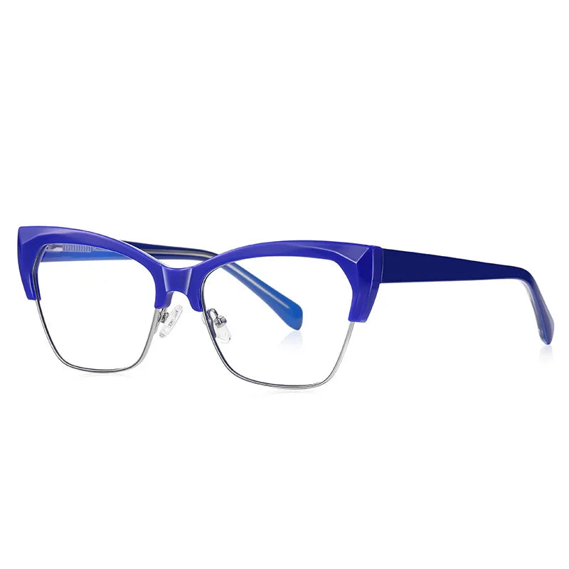 CCspace Unisex Full Rim Square Cat Eye Tr 90 Titanium Eyeglasses 57454 Full Rim CCSpace Blue  